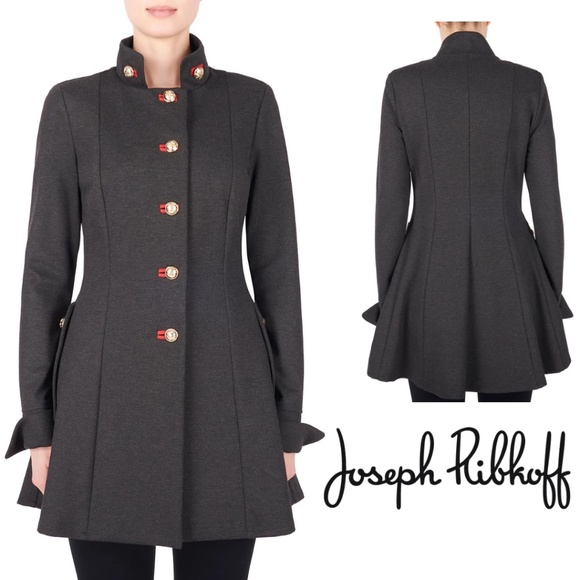 Joseph Ribkoff Jackets & Blazers - Like New Joseph Ribkoff Military Style Ponte Jacket Charcoal/Red Size 12